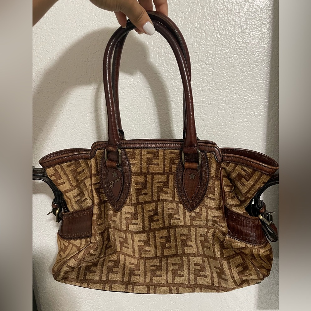 Pre-Loved Fendi Brown Zucca Canvas Bag Du Jour Medium